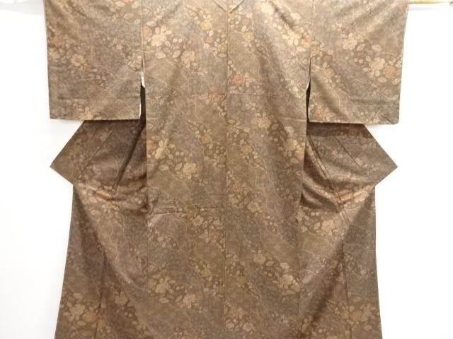 JAPANESE KIMONO / UNUSED TSUMUGI / WOVEN FLOWER